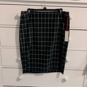 Black Grid Pencil Skirt
